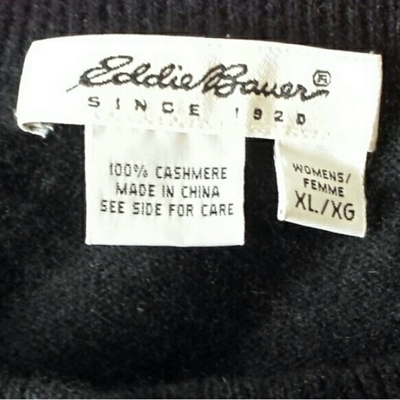Eddie Bauer Black Cashmere Sweater Size XL - Picture 2 of 3